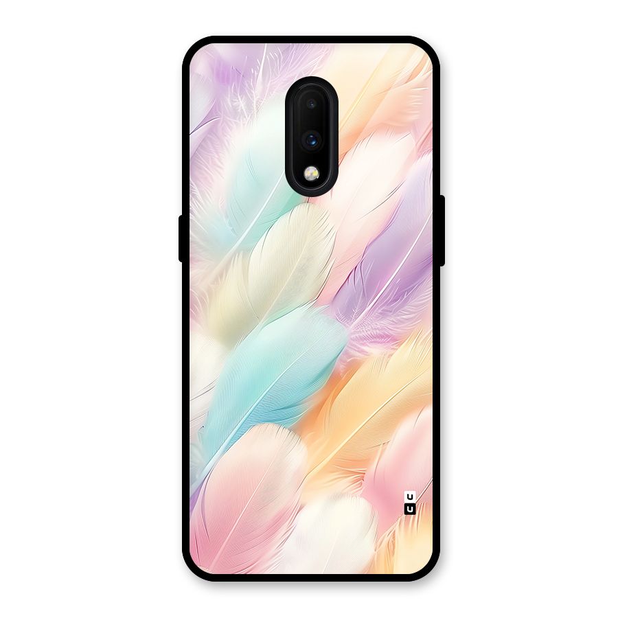 Pastel Feather Glass Back Case for OnePlus 7