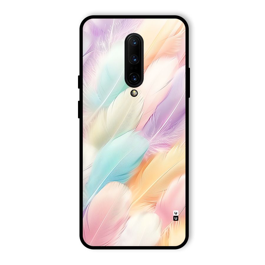 Pastel Feather Glass Back Case for OnePlus 7 Pro