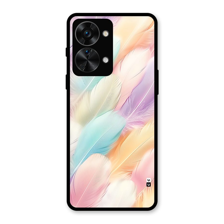Pastel Feather Glass Back Case for OnePlus Nord 2T