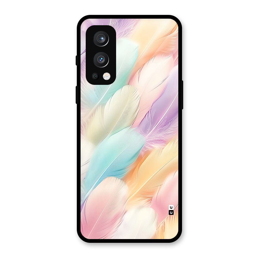Pastel Feather Glass Back Case for OnePlus Nord 2 5G