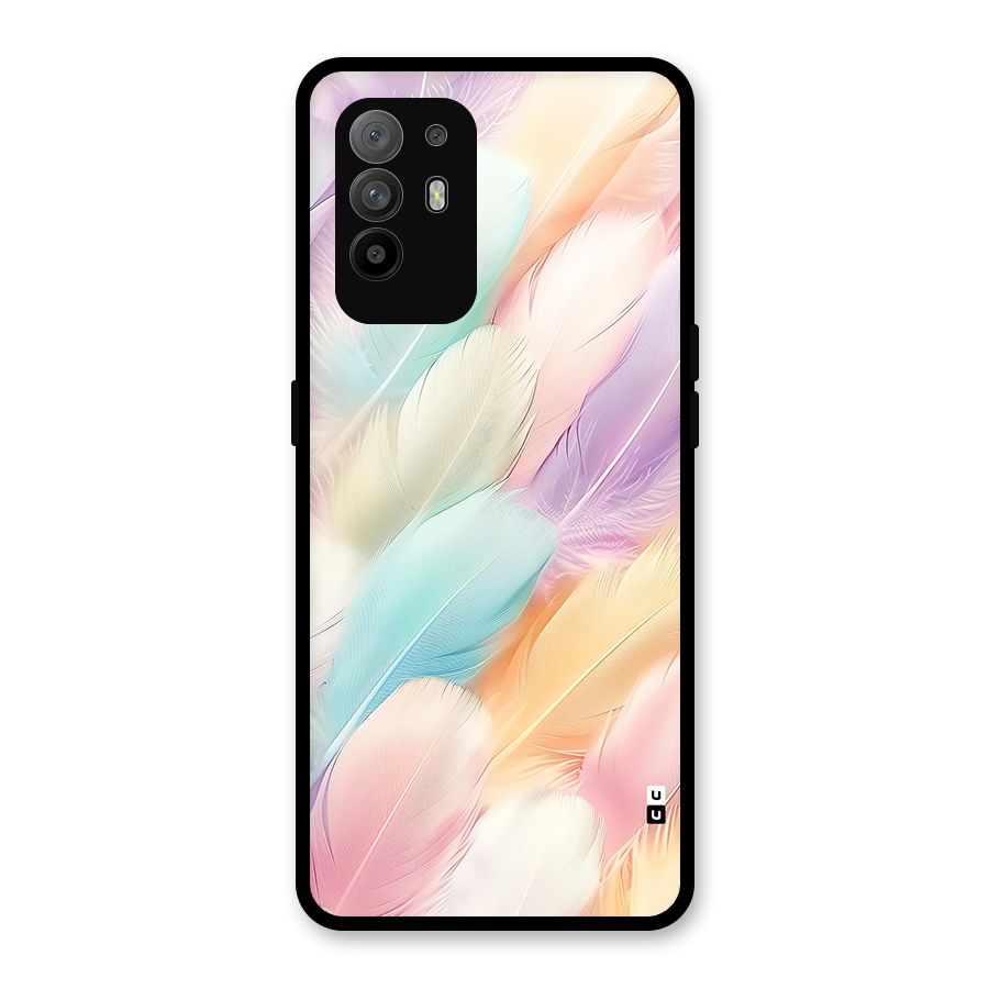 Pastel Feather Glass Back Case for Oppo F19 Pro Plus 5G