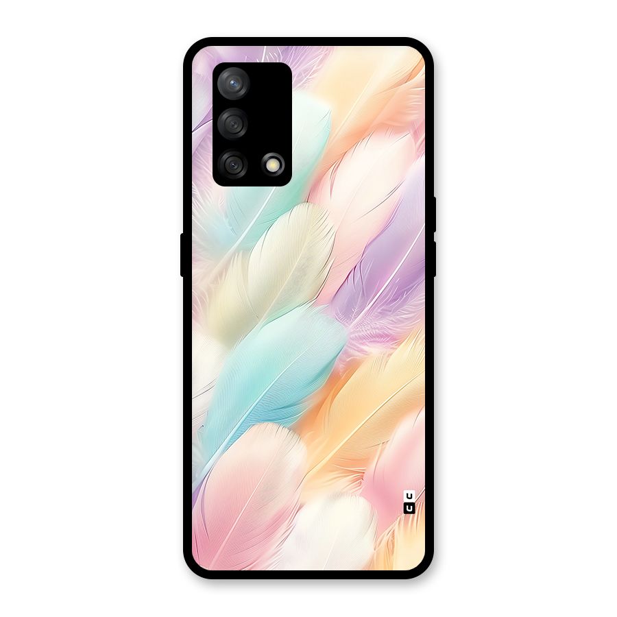 Pastel Feather Glass Back Case for Oppo F19s