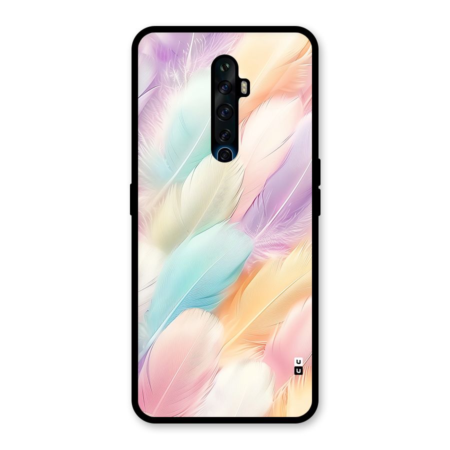 Pastel Feather Glass Back Case for Oppo Reno2 Z