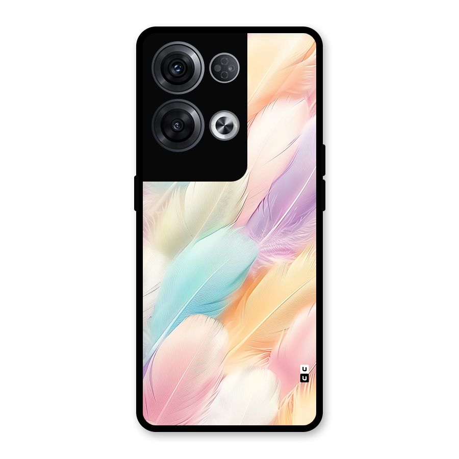 Pastel Feather Glass Back Case for Oppo Reno8 Pro 5G