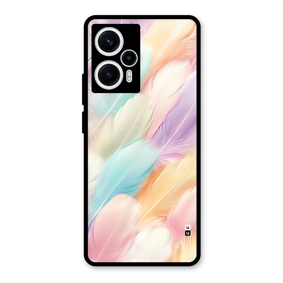 Pastel Feather Glass Back Case for Poco F5