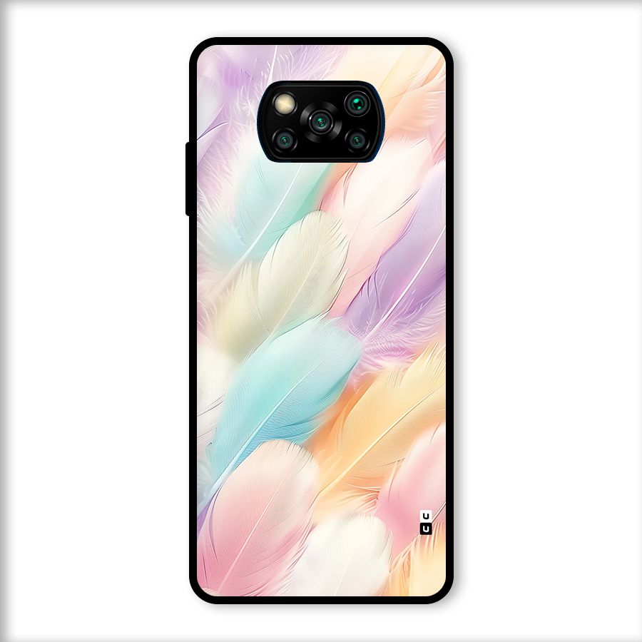 Pastel Feather Glass Back Case for Poco X3
