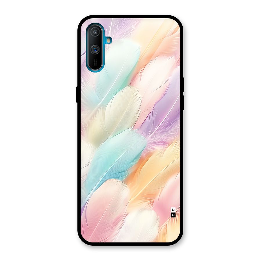 Pastel Feather Glass Back Case for Realme C3