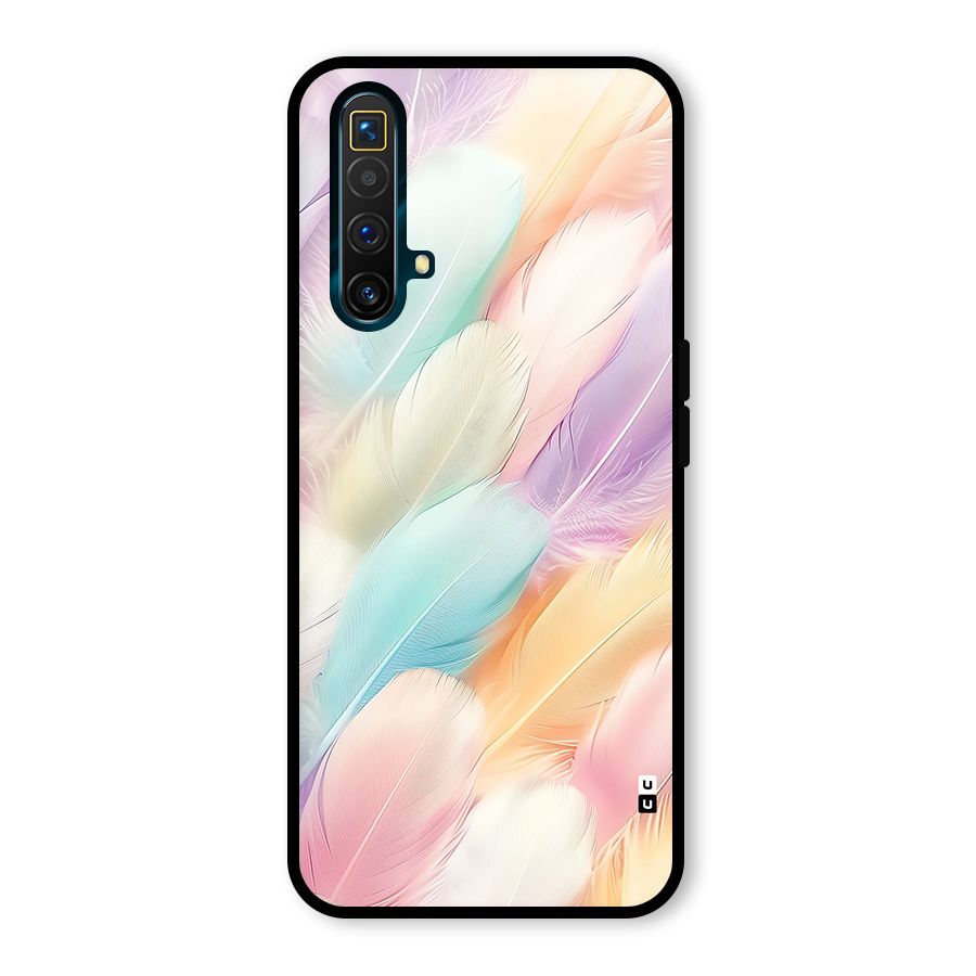 Pastel Feather Glass Back Case for Realme X3