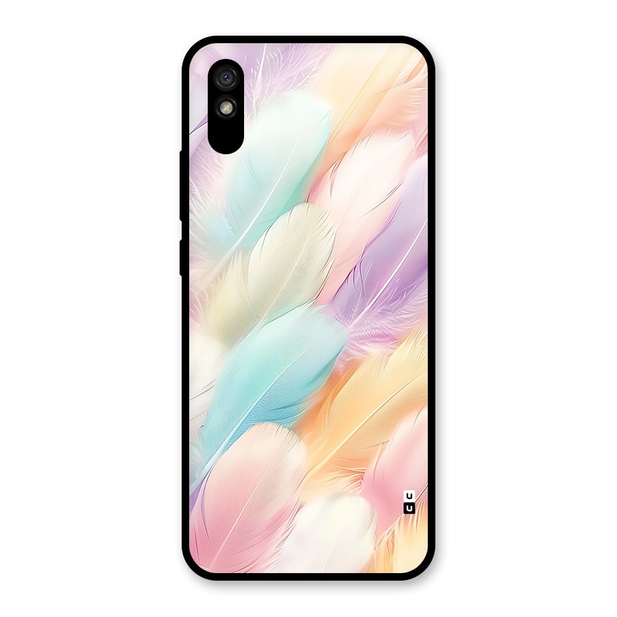 Pastel Feather Glass Back Case for Redmi 9A
