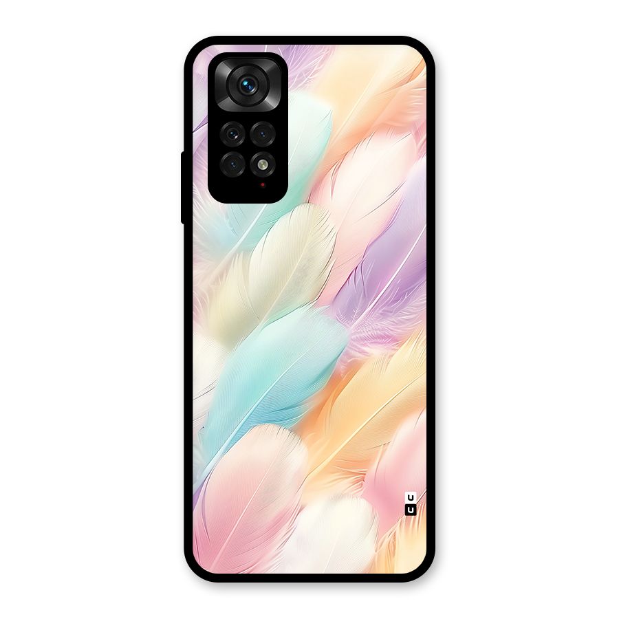 Pastel Feather Glass Back Case for Redmi Note 11S
