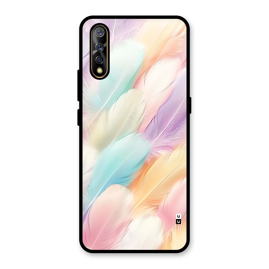 Pastel Feather Glass Back Case for Vivo S1