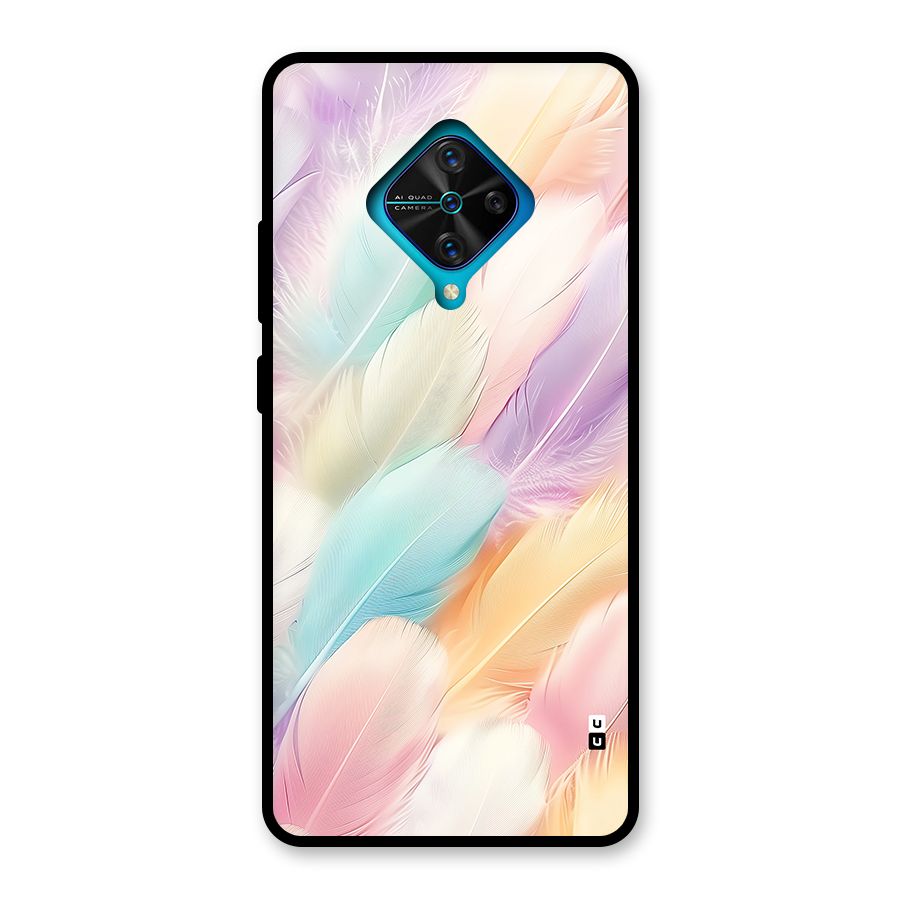 Pastel Feather Glass Back Case for Vivo S1 Pro