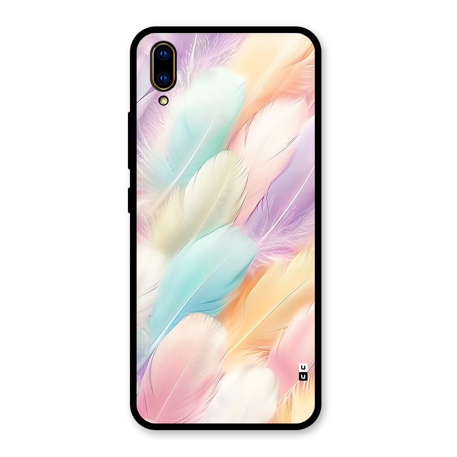 Pastel Feather Glass Back Case for Vivo V11 Pro