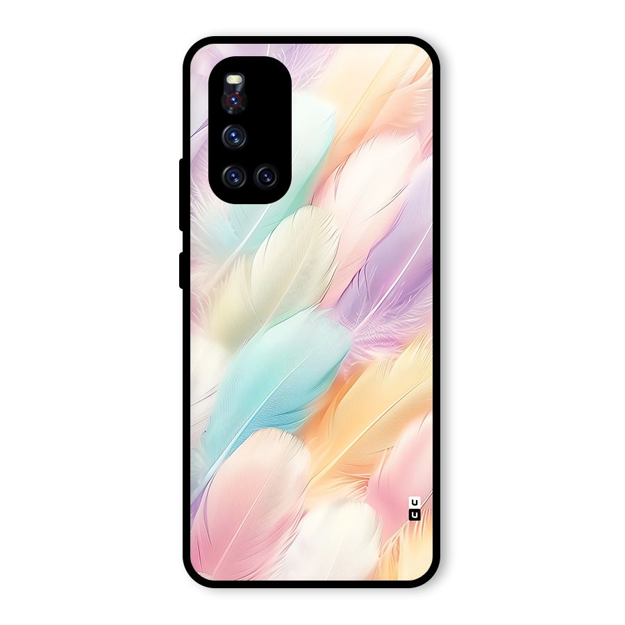 Pastel Feather Glass Back Case for Vivo V19