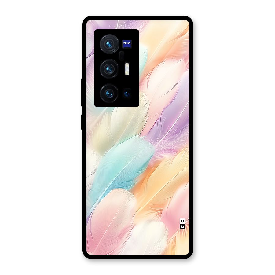 Pastel Feather Glass Back Case for Vivo X70 Pro Plus