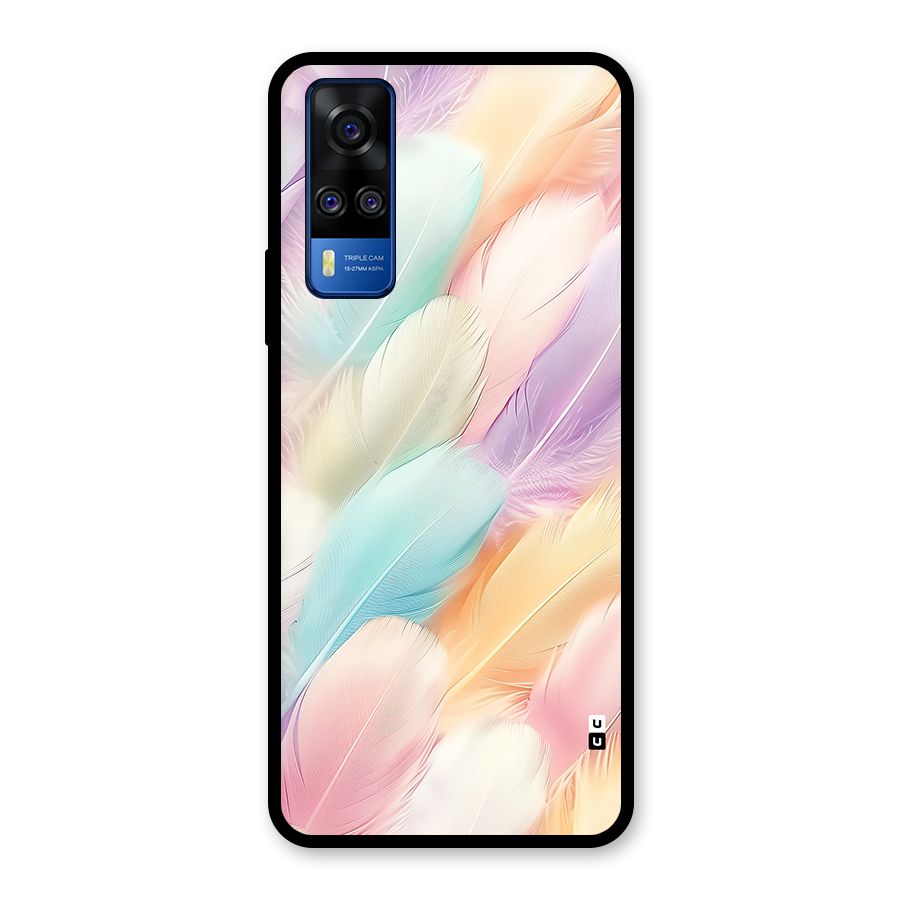 Pastel Feather Glass Back Case for Vivo Y31