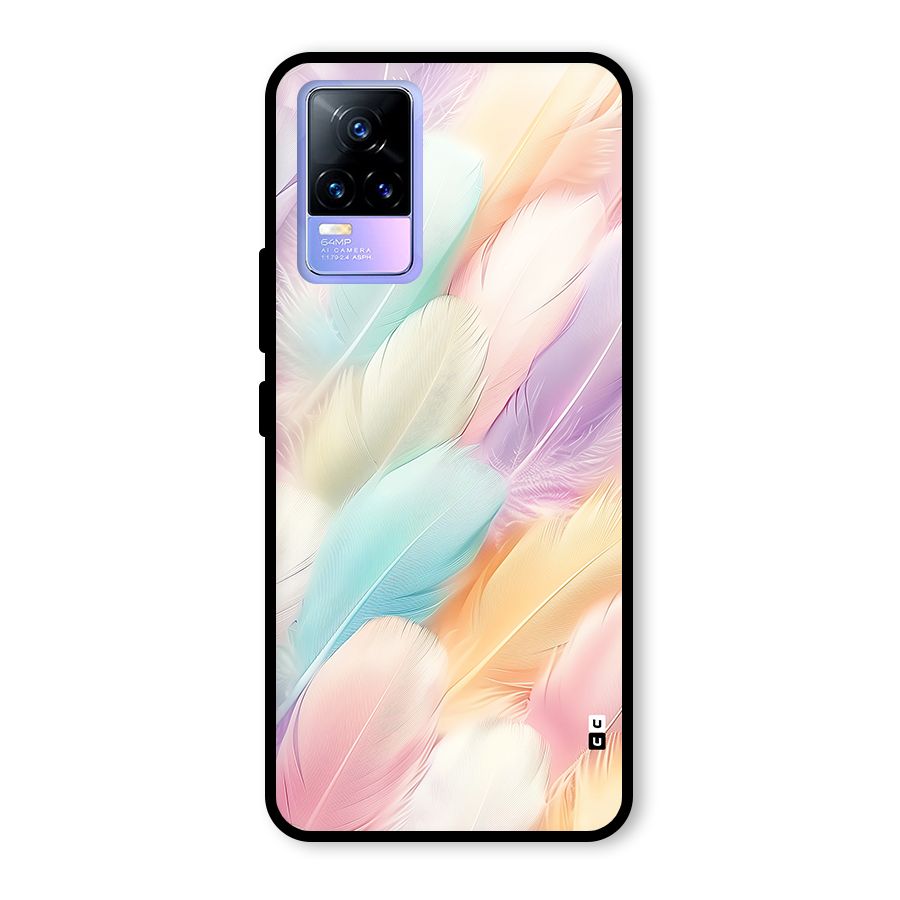 Pastel Feather Glass Back Case for Vivo Y73