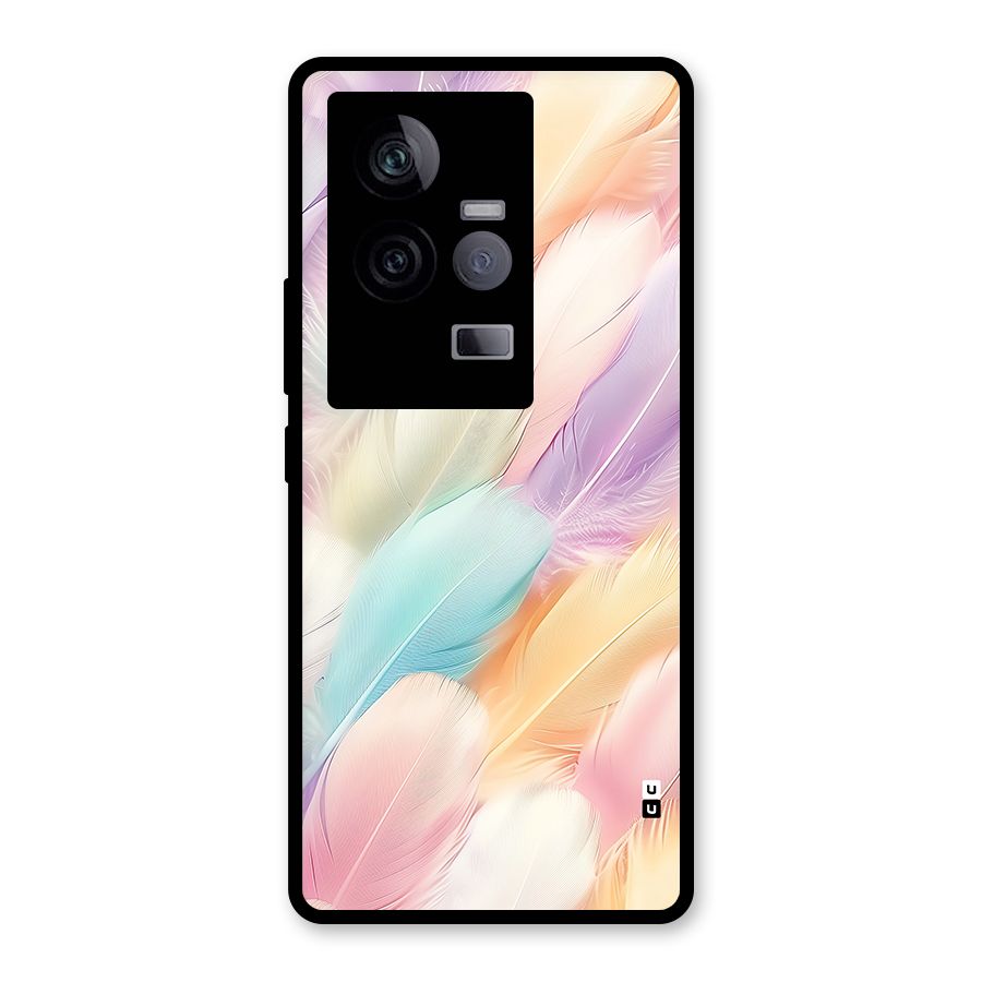 Pastel Feather Glass Back Case for Vivo iQOO 11 5G