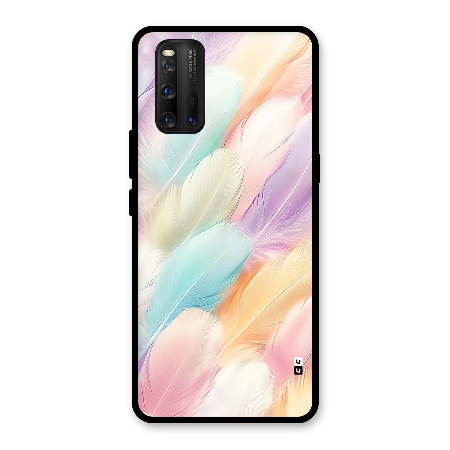Pastel Feather Glass Back Case for Vivo iQOO 3