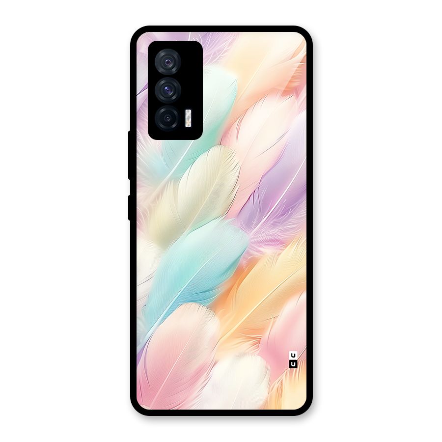 Pastel Feather Glass Back Case for Vivo iQOO 7 5G