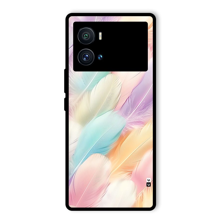 Pastel Feather Glass Back Case for Vivo iQOO 9 Pro