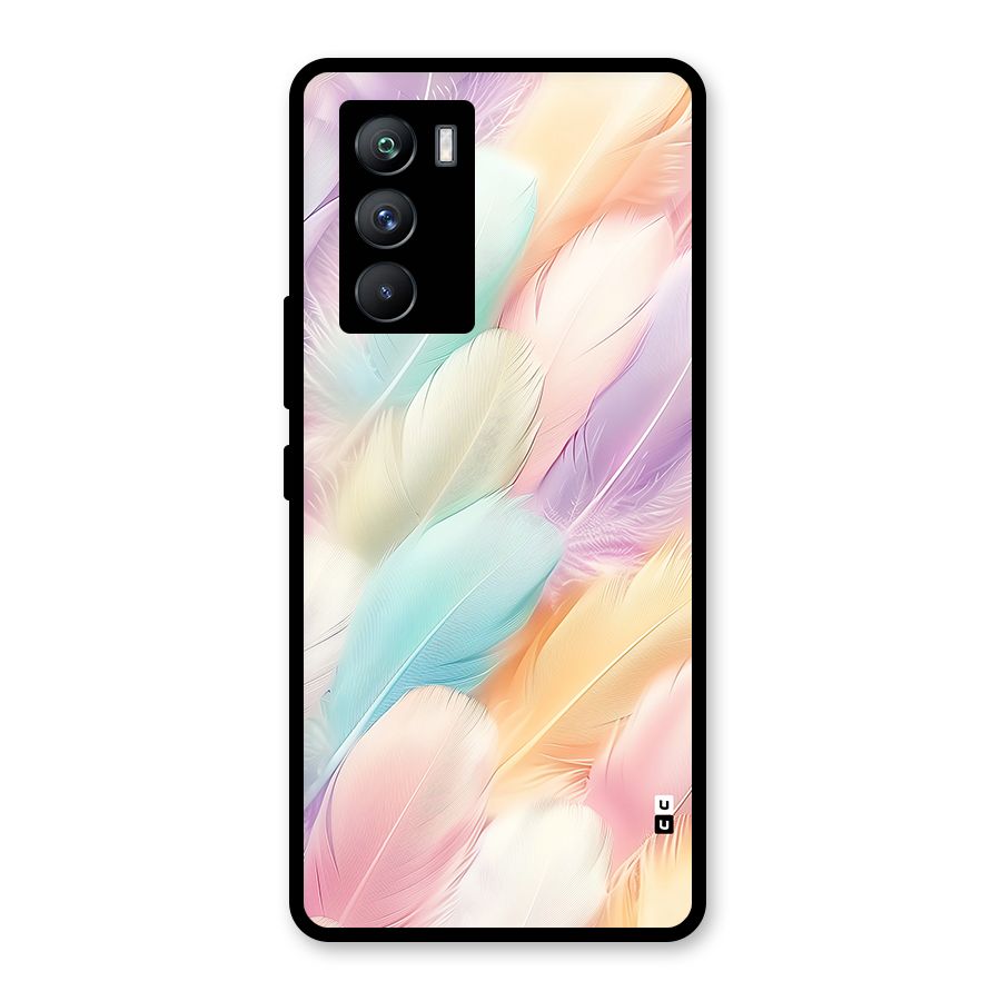 Pastel Feather Glass Back Case for Vivo iQOO 9 SE