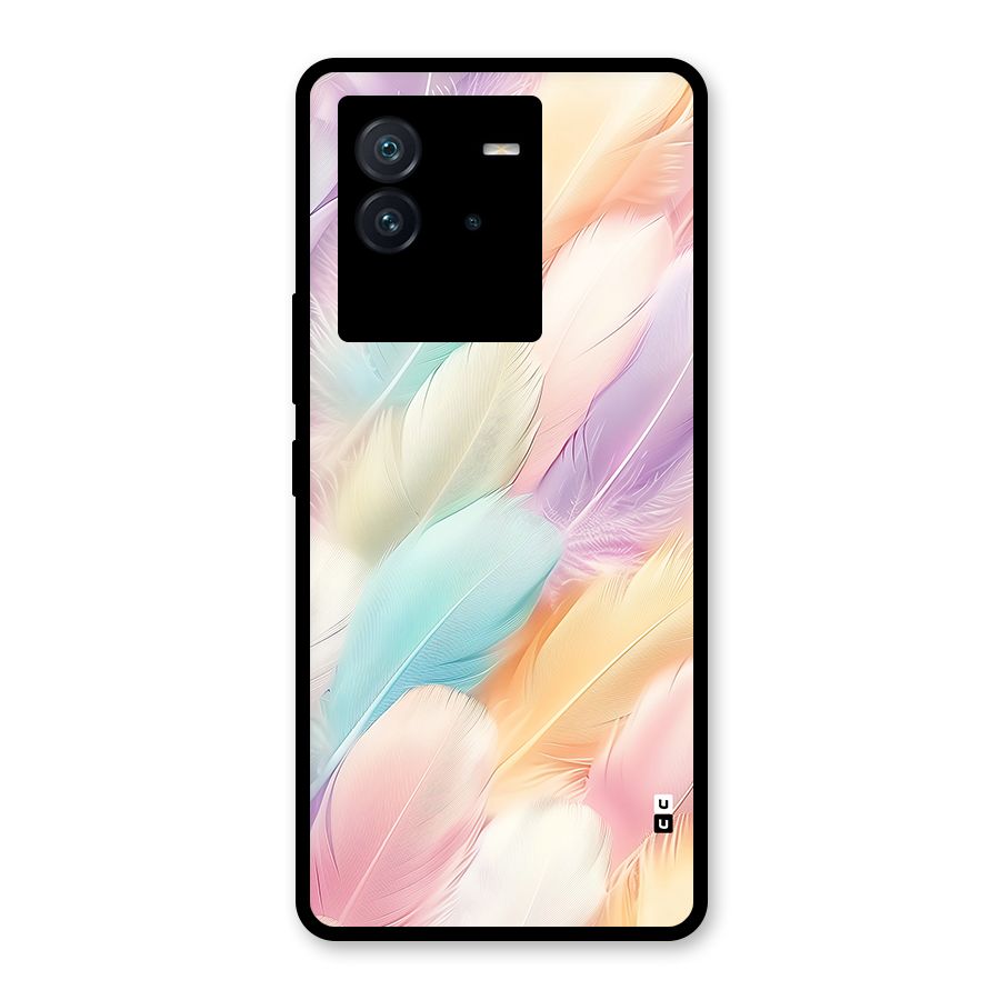 Pastel Feather Glass Back Case for Vivo iQOO Neo 6 5G