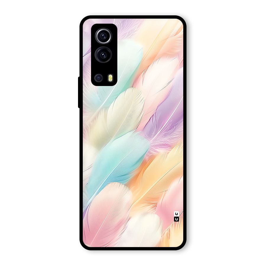 Pastel Feather Glass Back Case for Vivo iQOO Z3