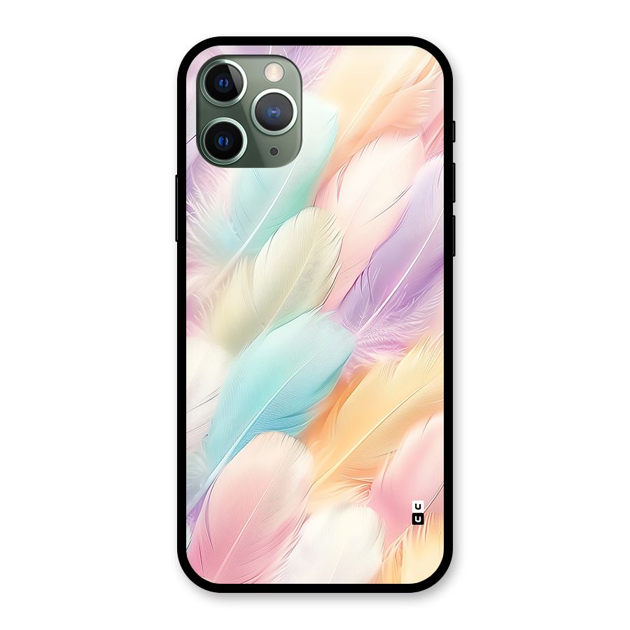 Pastel Feather Glass Back Case for iPhone 11 Pro