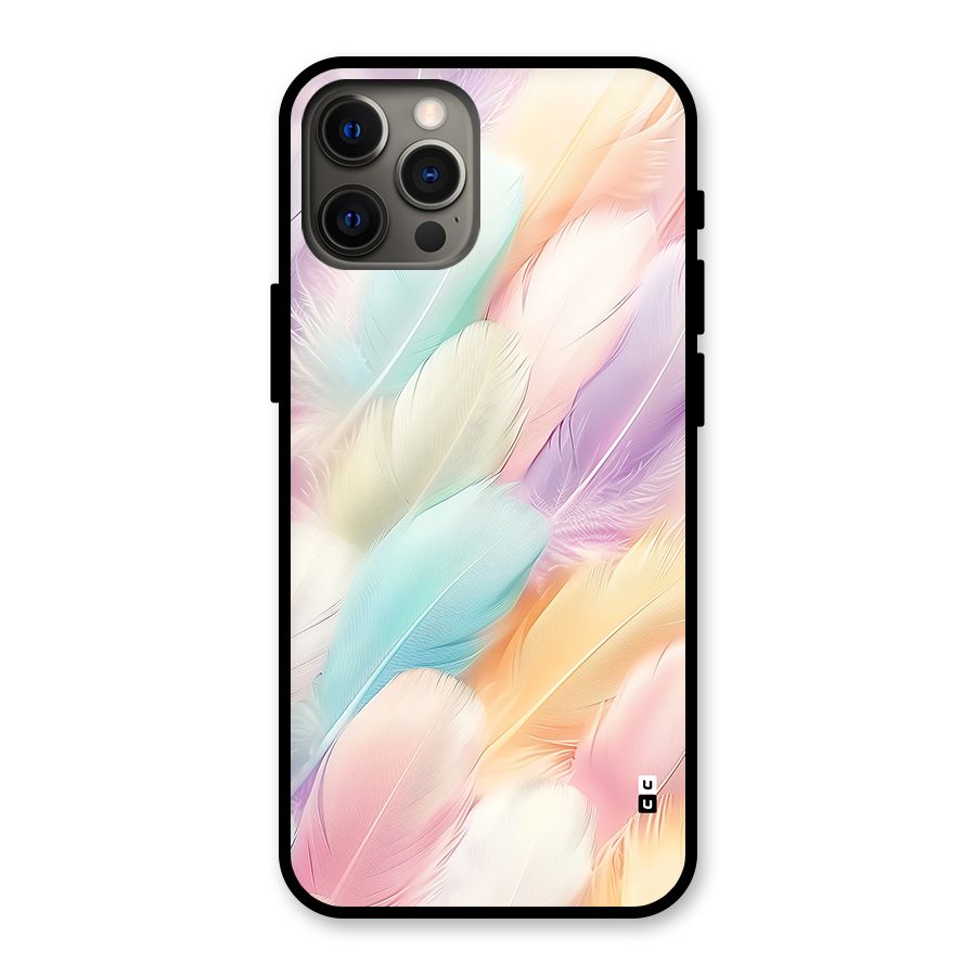 Pastel Feather Glass Back Case for iPhone 12 Pro Max