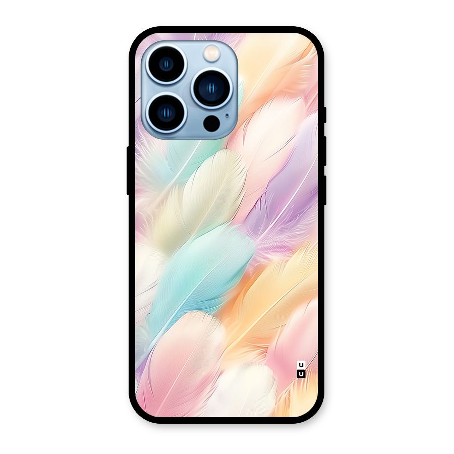 Pastel Feather Glass Back Case for iPhone 13 Pro
