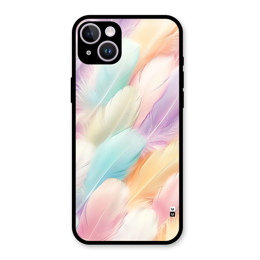 Pastel Feather Glass Back Case for iPhone 14 Plus