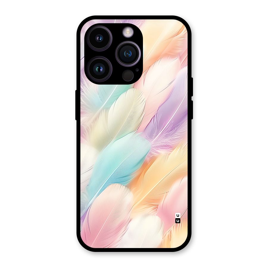 Pastel Feather Glass Back Case for iPhone 14 Pro