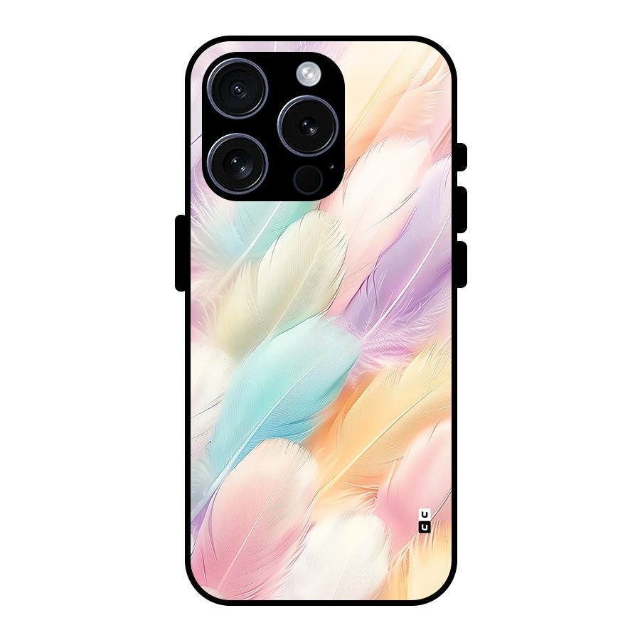 Pastel Feather Glass Back Case for iPhone 15 Pro