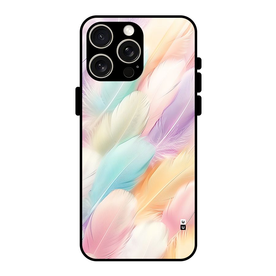 Pastel Feather Glass Back Case for iPhone 15 Pro Max