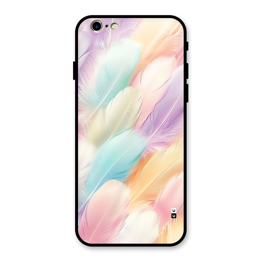 Pastel Feather Glass Back Case for iPhone 6 6S