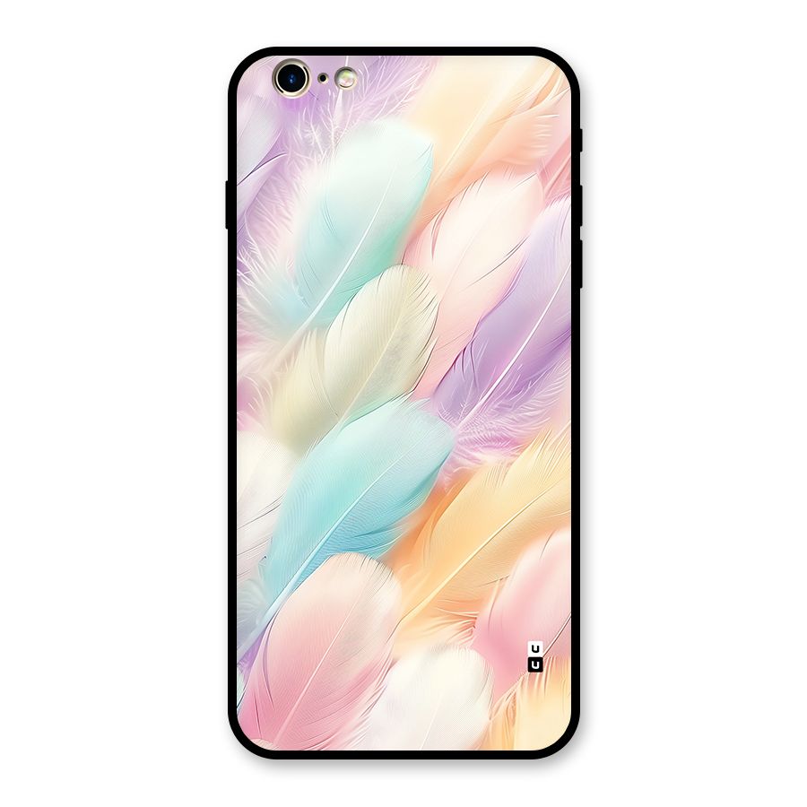 Pastel Feather Glass Back Case for iPhone 6 Plus 6S Plus