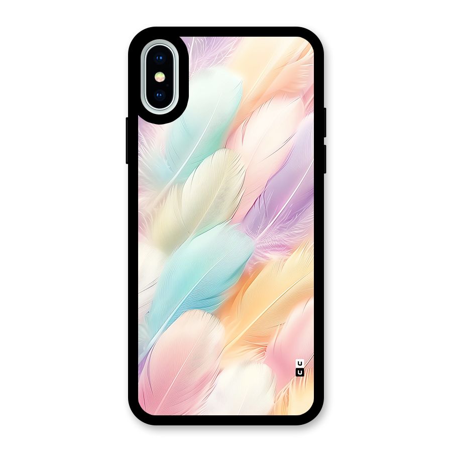 Pastel Feather Glass Back Case for iPhone XS