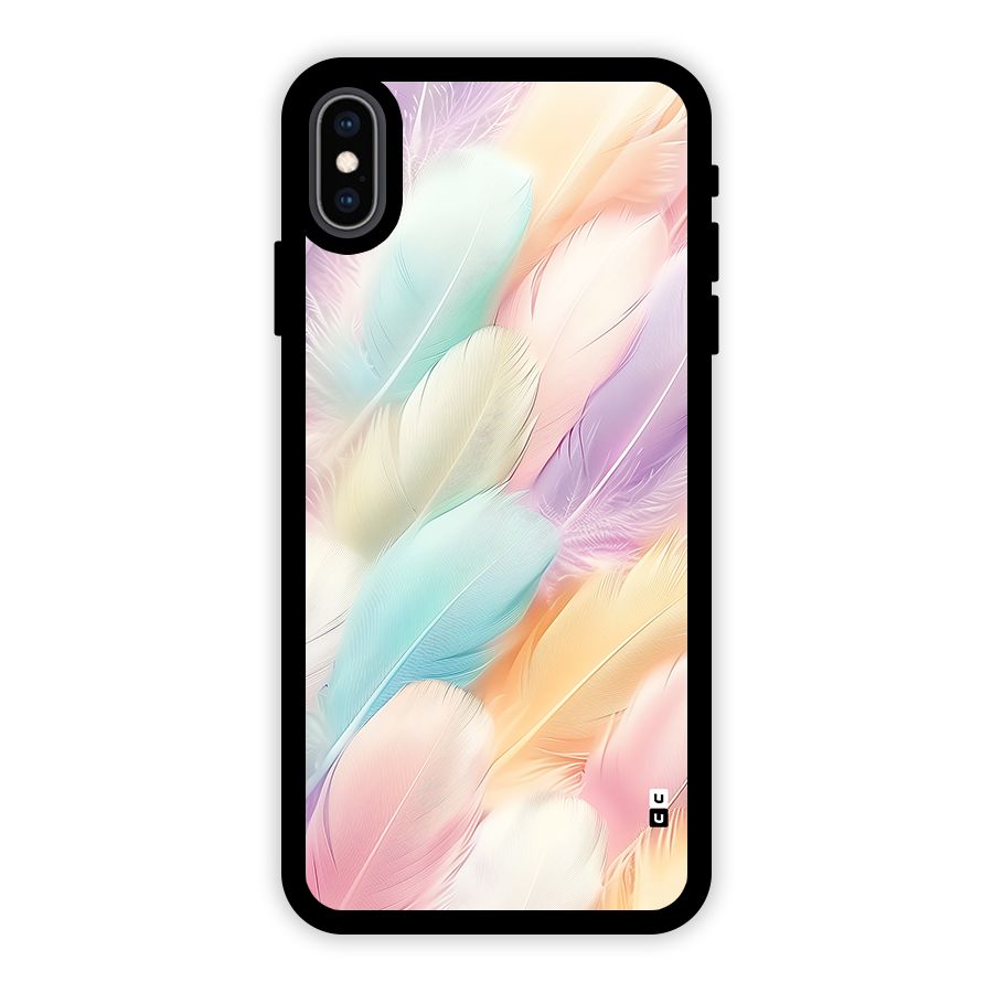 Pastel Feather Glass Back Case for iPhone XS Max
