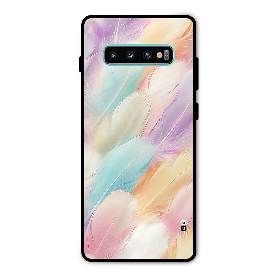 Pastel Feather Metal Back Case for Galaxy S10 Plus