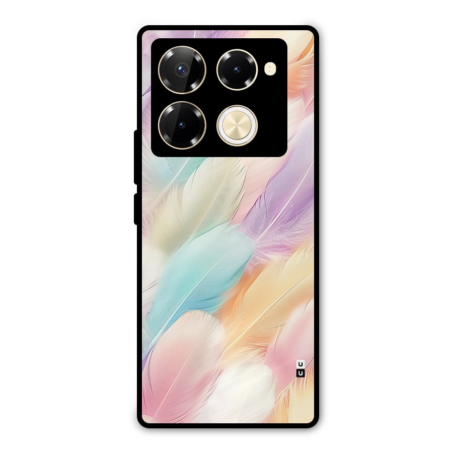 Pastel Feather Metal Back Case for Infinix Note 40 Pro