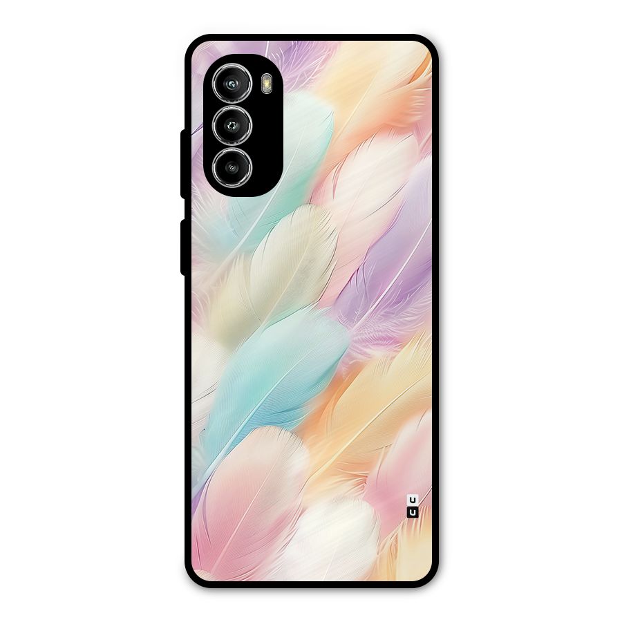 Pastel Feather Metal Back Case for Moto G82