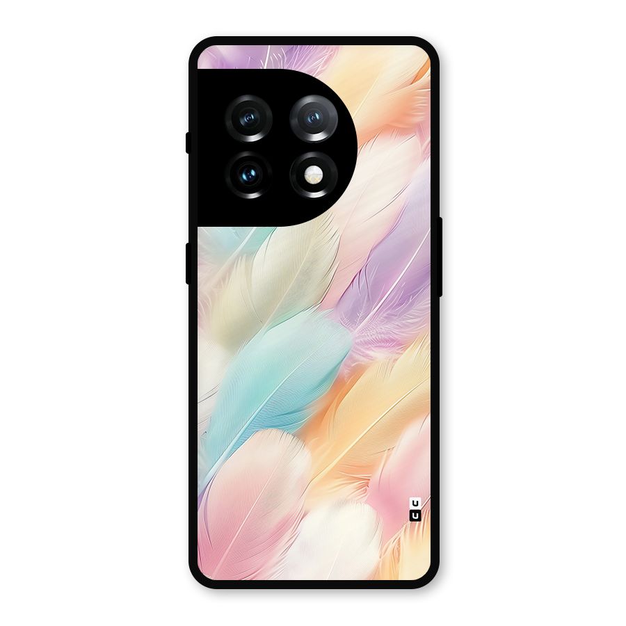 Pastel Feather Metal Back Case for OnePlus 11
