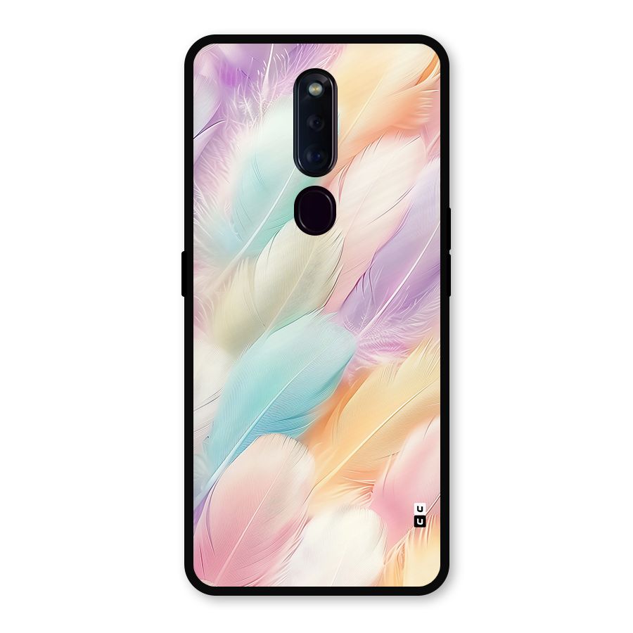 Pastel Feather Metal Back Case for Oppo F11 Pro