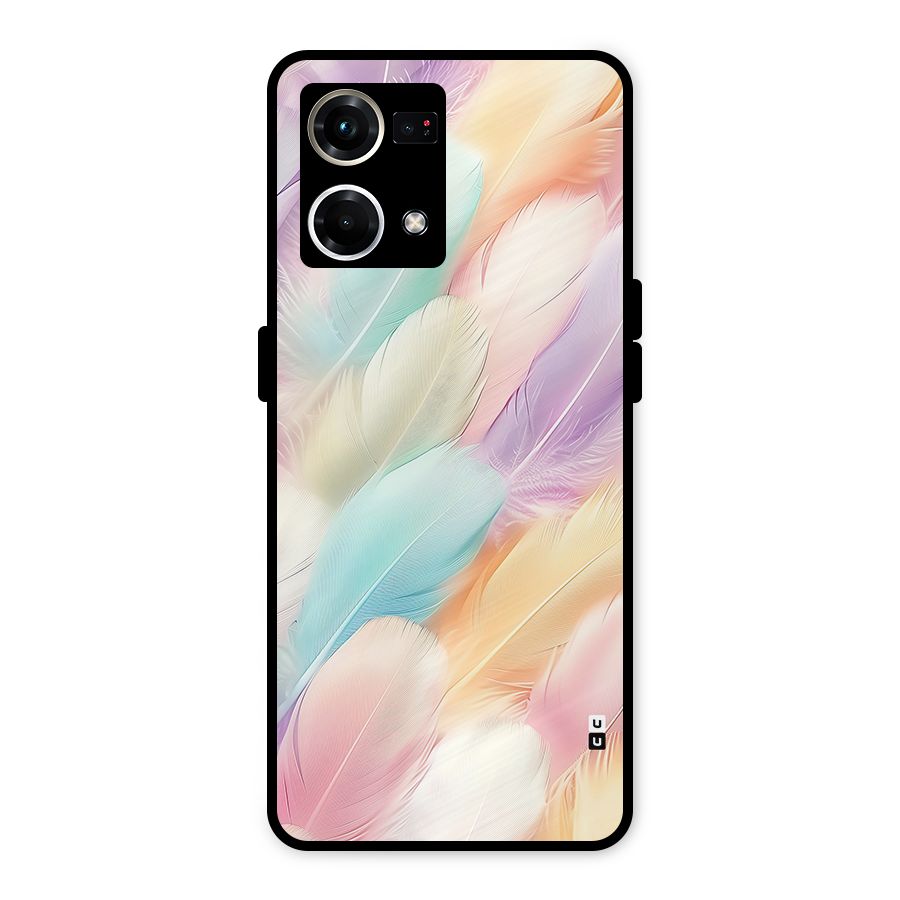 Pastel Feather Metal Back Case for Oppo F21 Pro 4G
