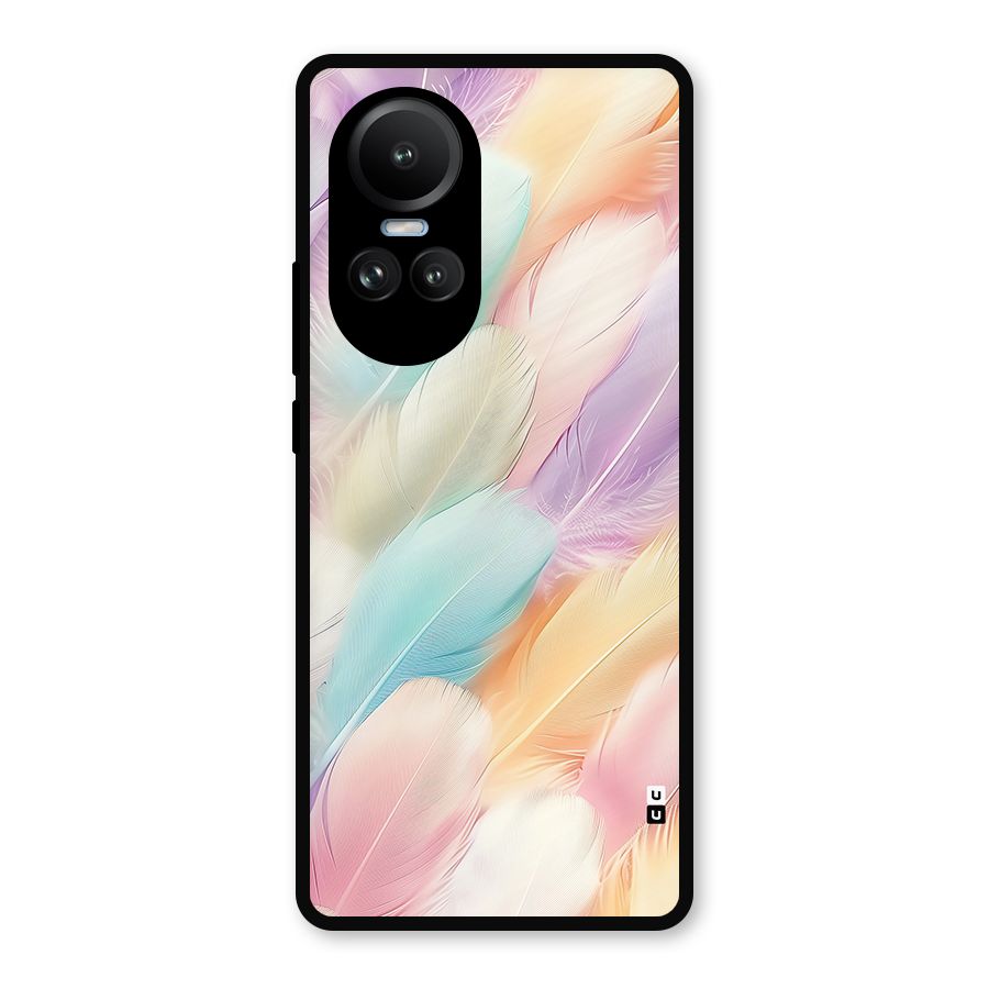 Pastel Feather Metal Back Case for Oppo Reno10