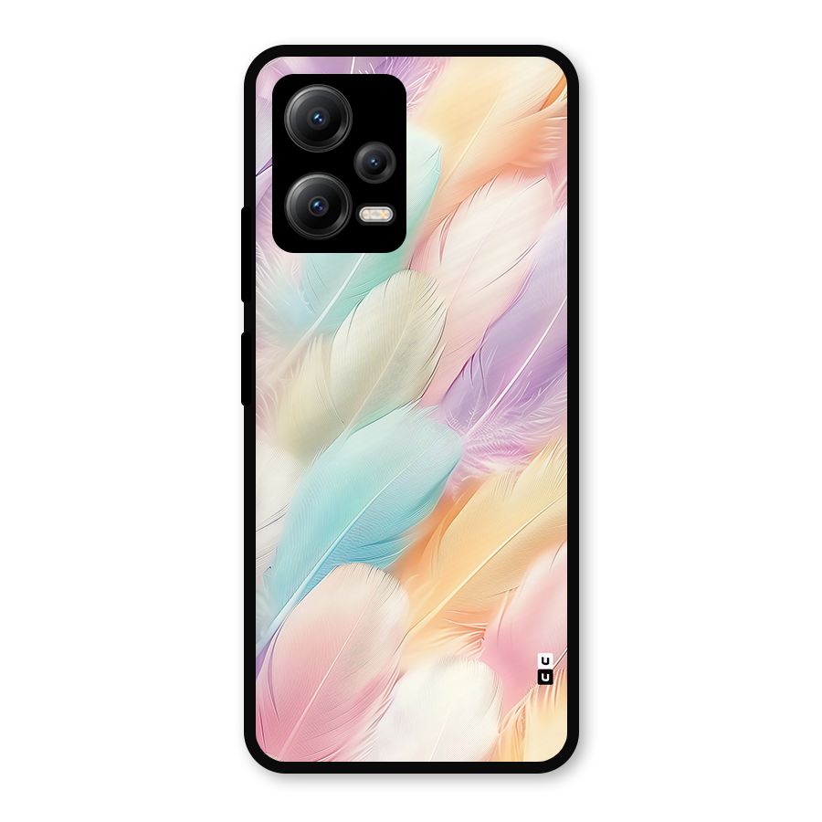 Pastel Feather Metal Back Case for Redmi Note 12 5G