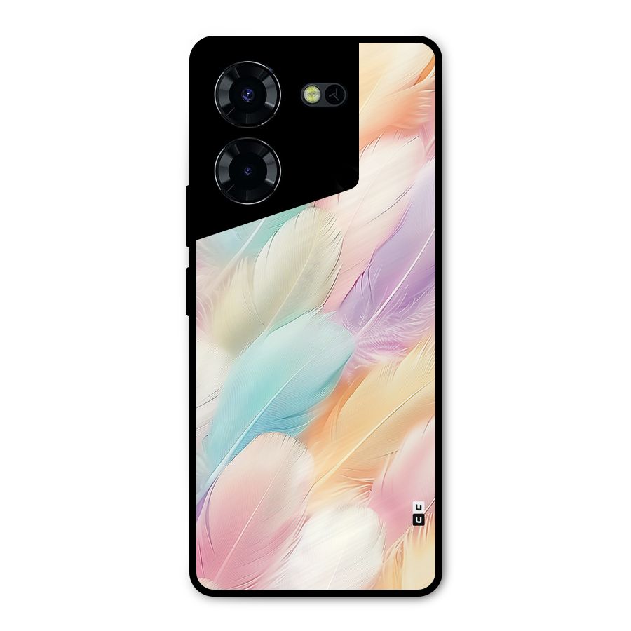 Pastel Feather Metal Back Case for Tecno Pova 5 Pro 5G