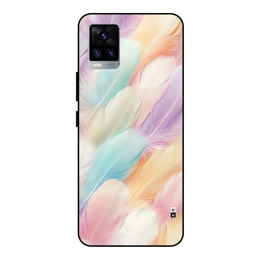 Pastel Feather Metal Back Case for Vivo V20 2021