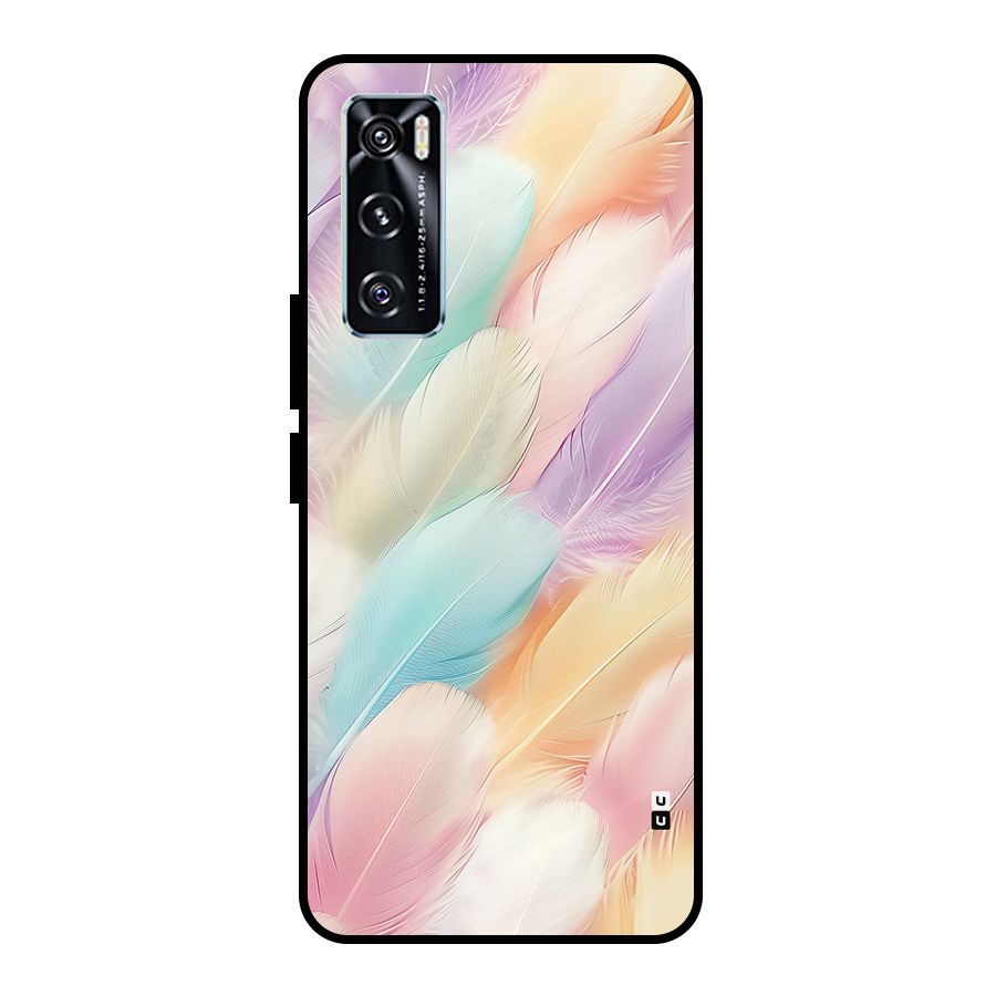 Pastel Feather Metal Back Case for Vivo V20 SE
